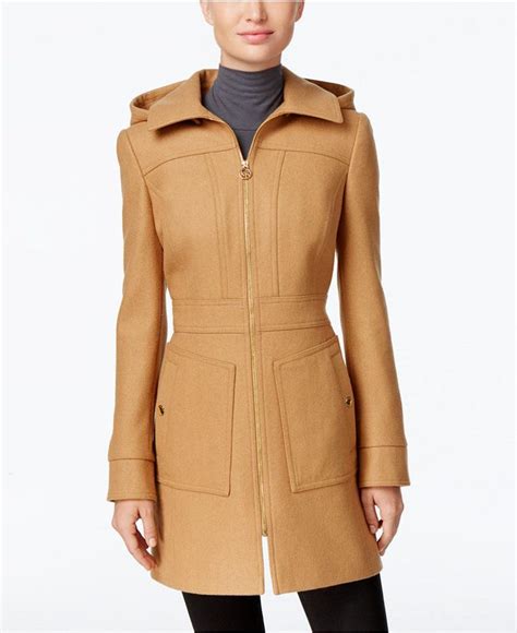 michael kors hoodd wool coat|michael kors ladies winter coats.